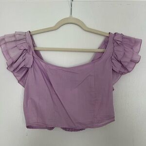 Lavender Ruffle Sleeve Women's Top